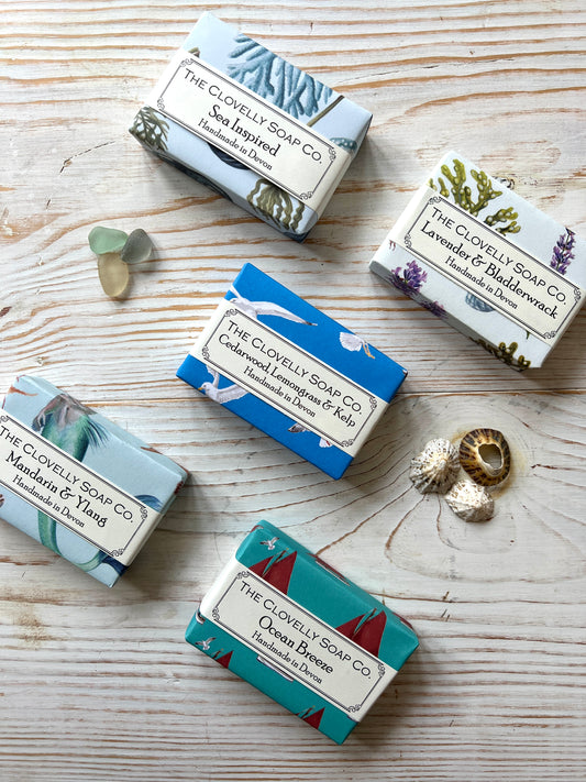 Coastal inspired handmade wrapped artisan soap from Devon
