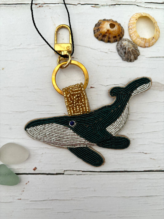 Beaded Whale Key Ring Fob Bag Clip