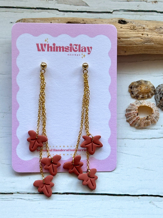 Autumn Leaf Drop Chain Earrings