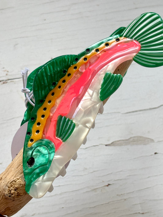 Pink & Green Fish Hair Claw