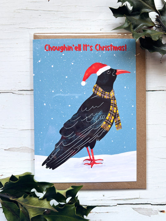 Choughin'ell it's Christmas! Cornish Christmas Card