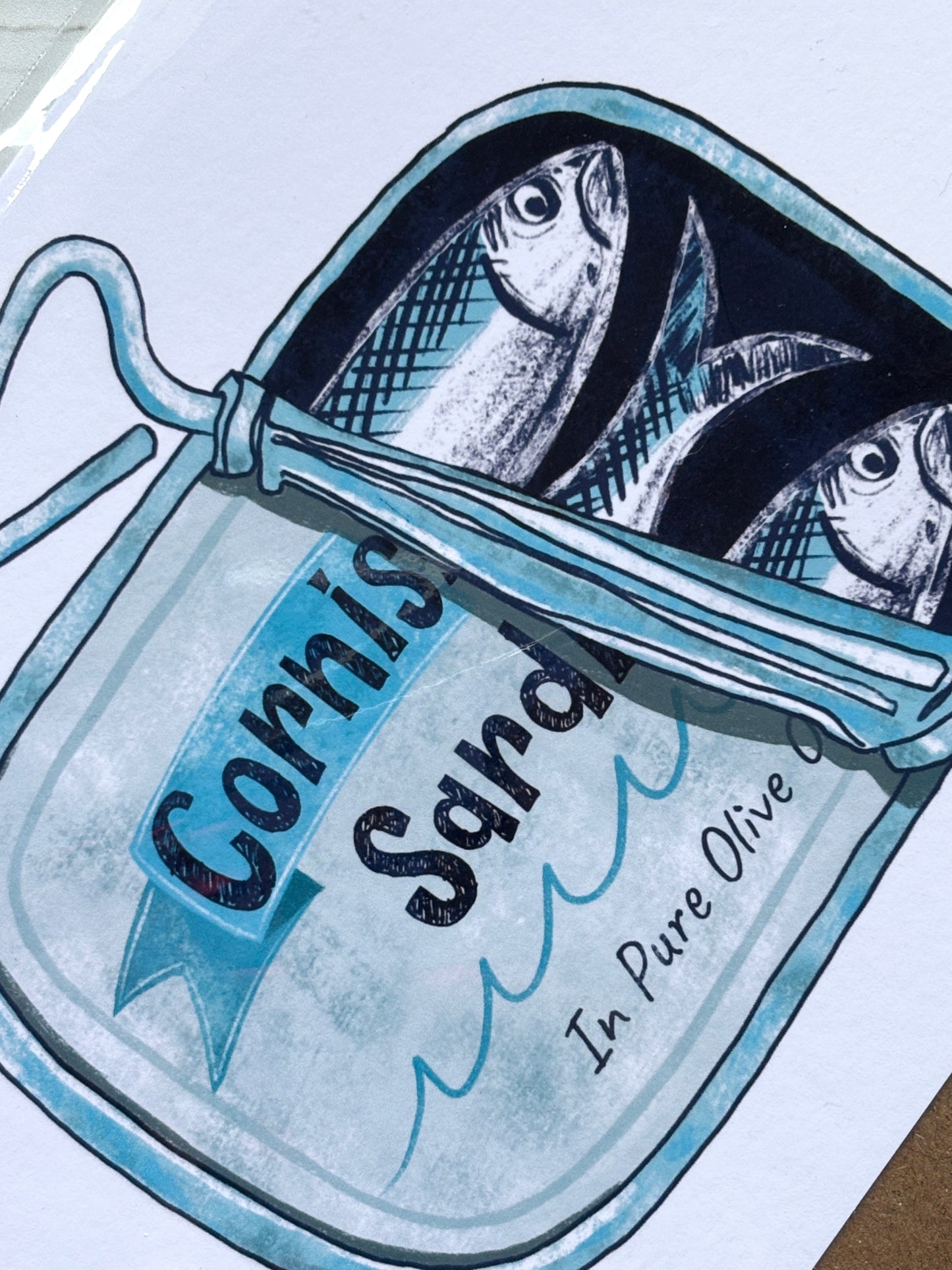 Tin of Cornish Sardines Greetings Card