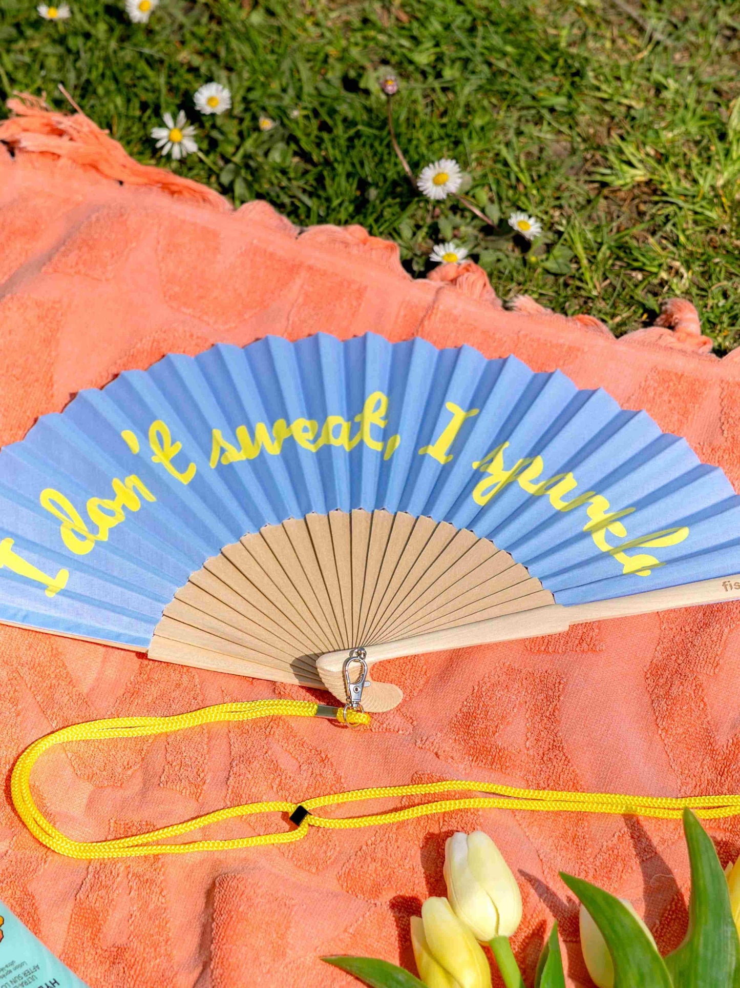 "I don't sweat, I sparkle" Folding Fabric Fan