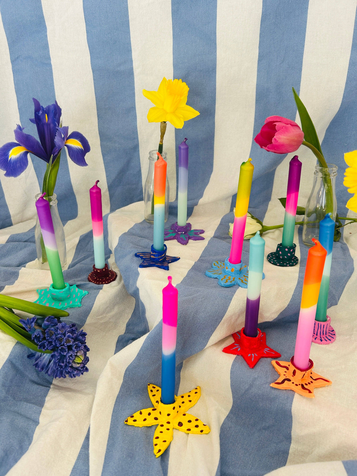 Set of 10 Mini Colourful Candles