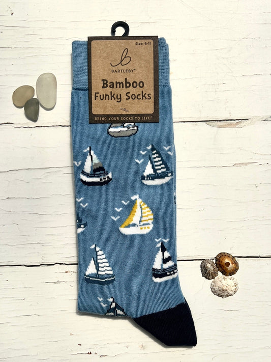 Bamboo Funky Socks: Sailboats Yachts - Readymoney Beach Shop