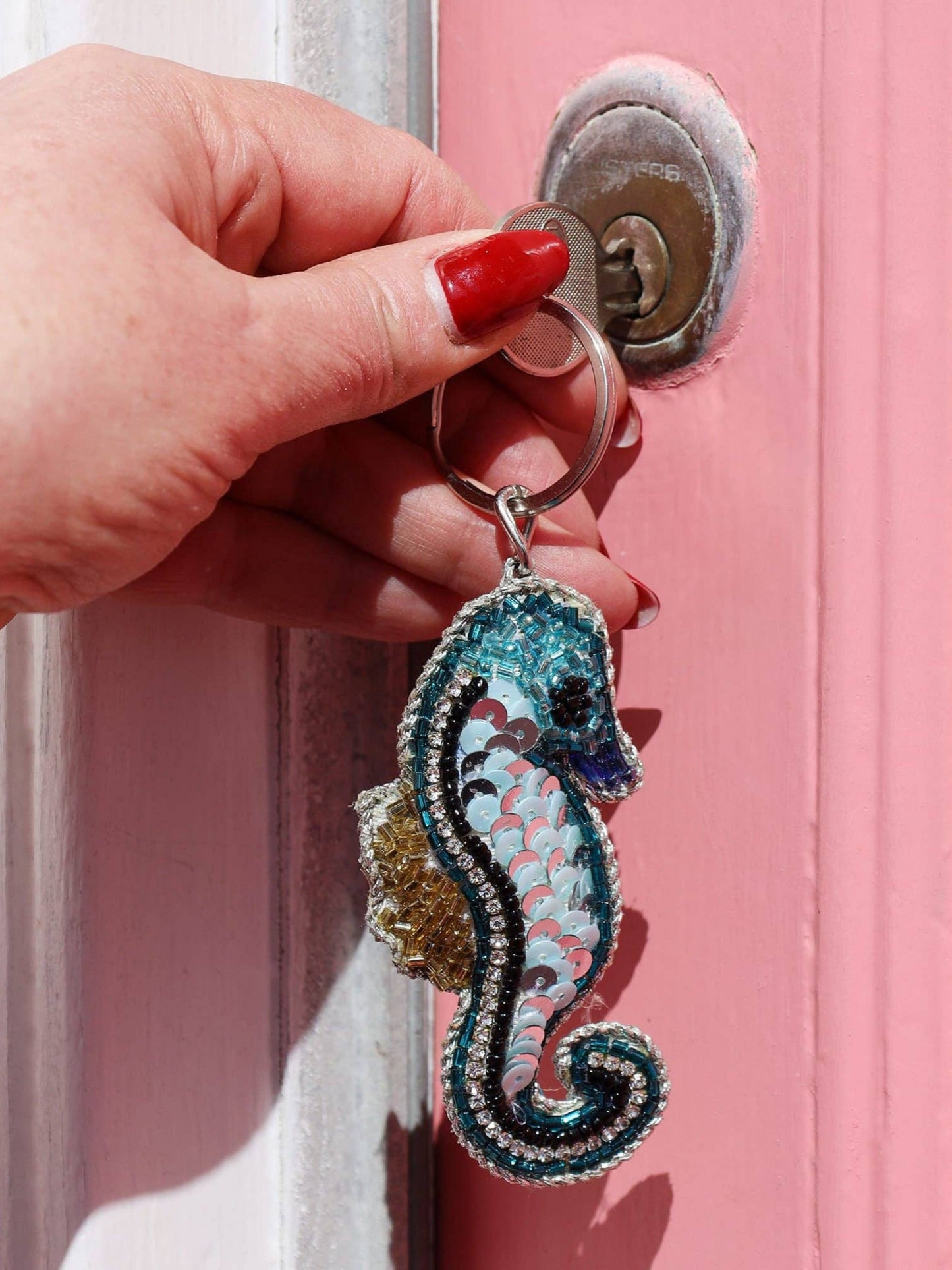 Beaded Seahorse Keyring