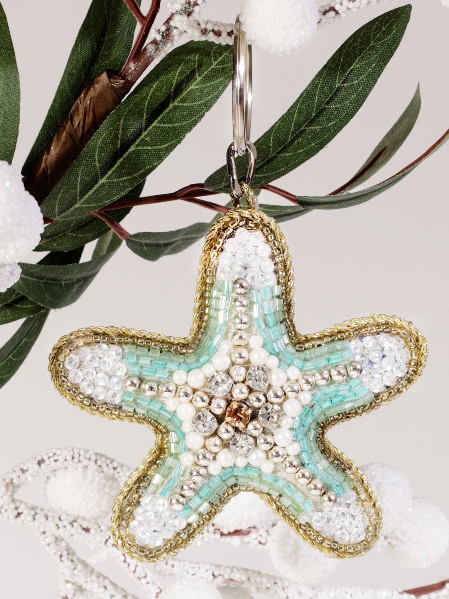 Beaded Starfish Keyring