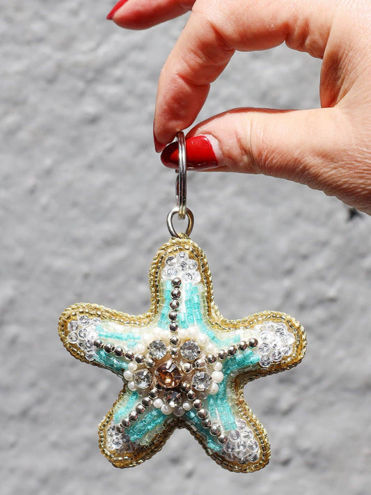 Beaded Starfish Keyring