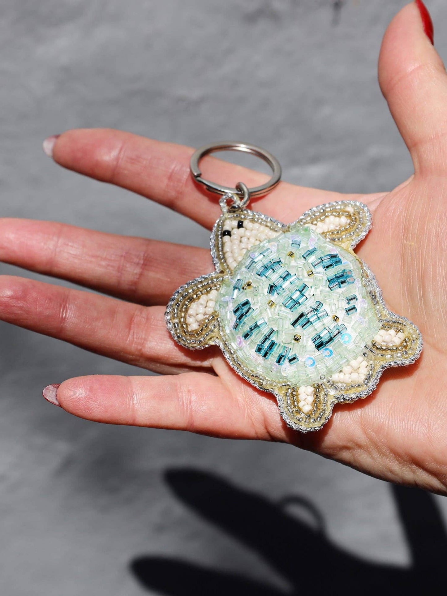 Beaded Turtle Keyring