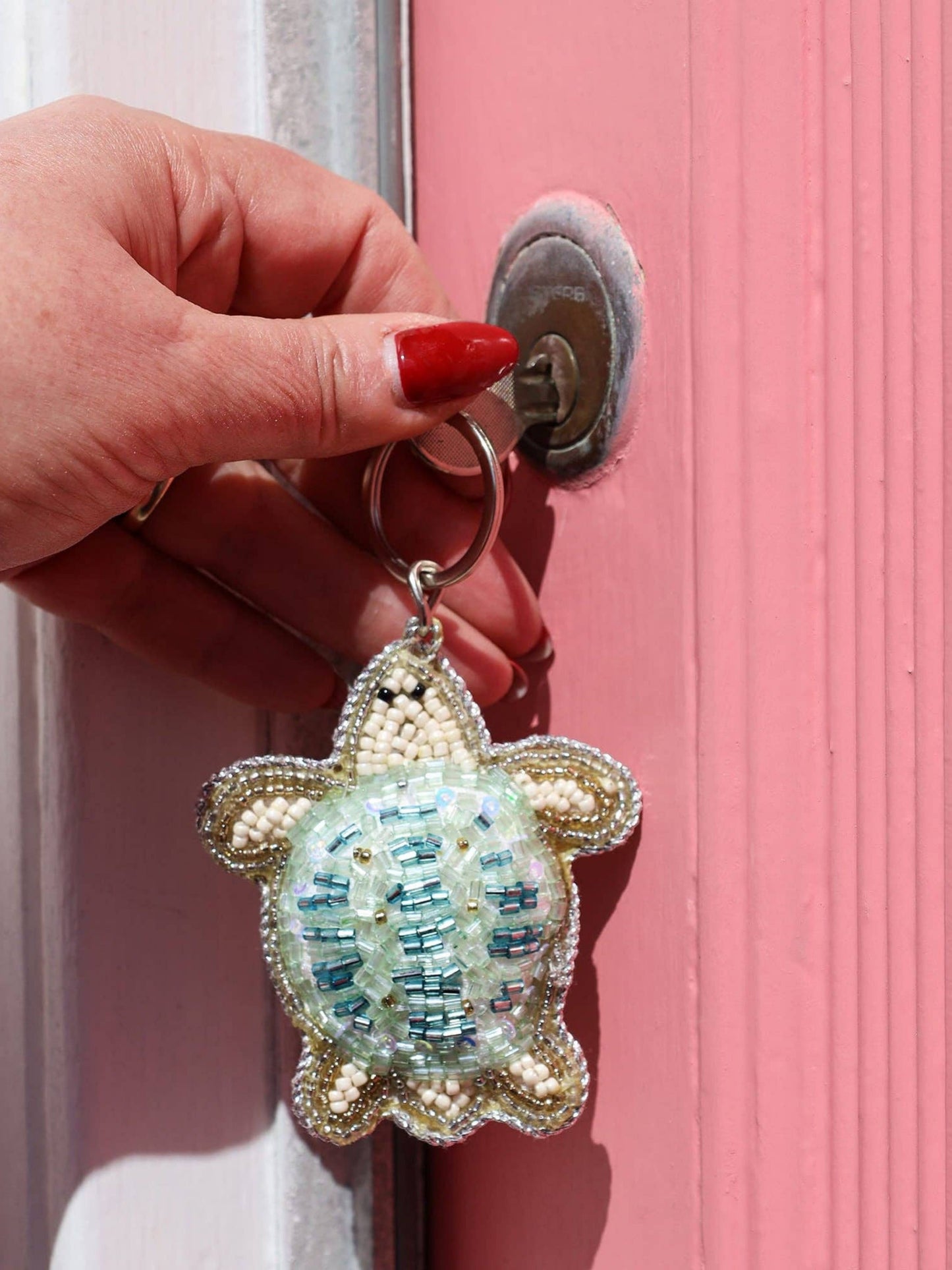 Beaded Turtle Keyring