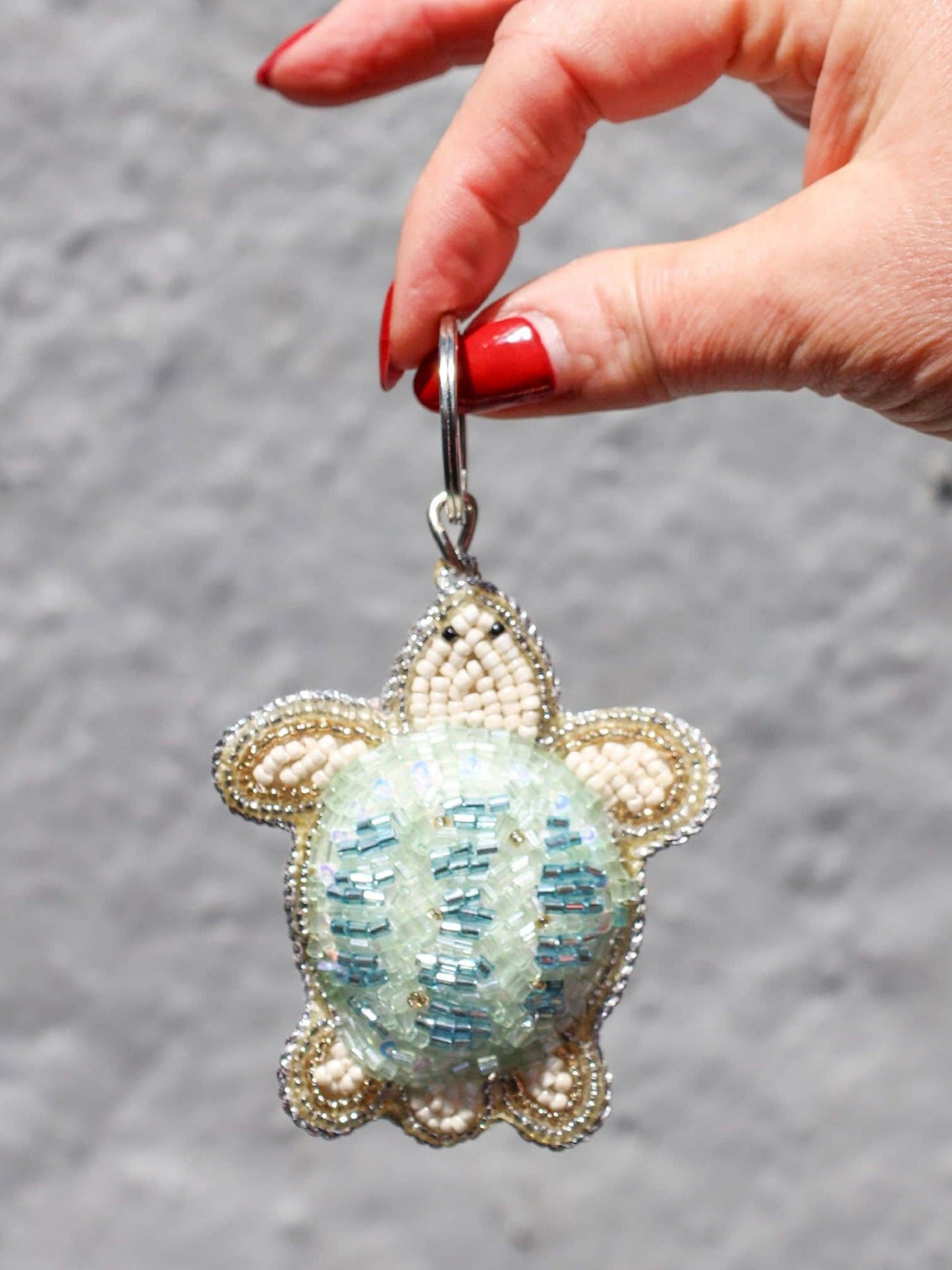 Beaded Turtle Keyring