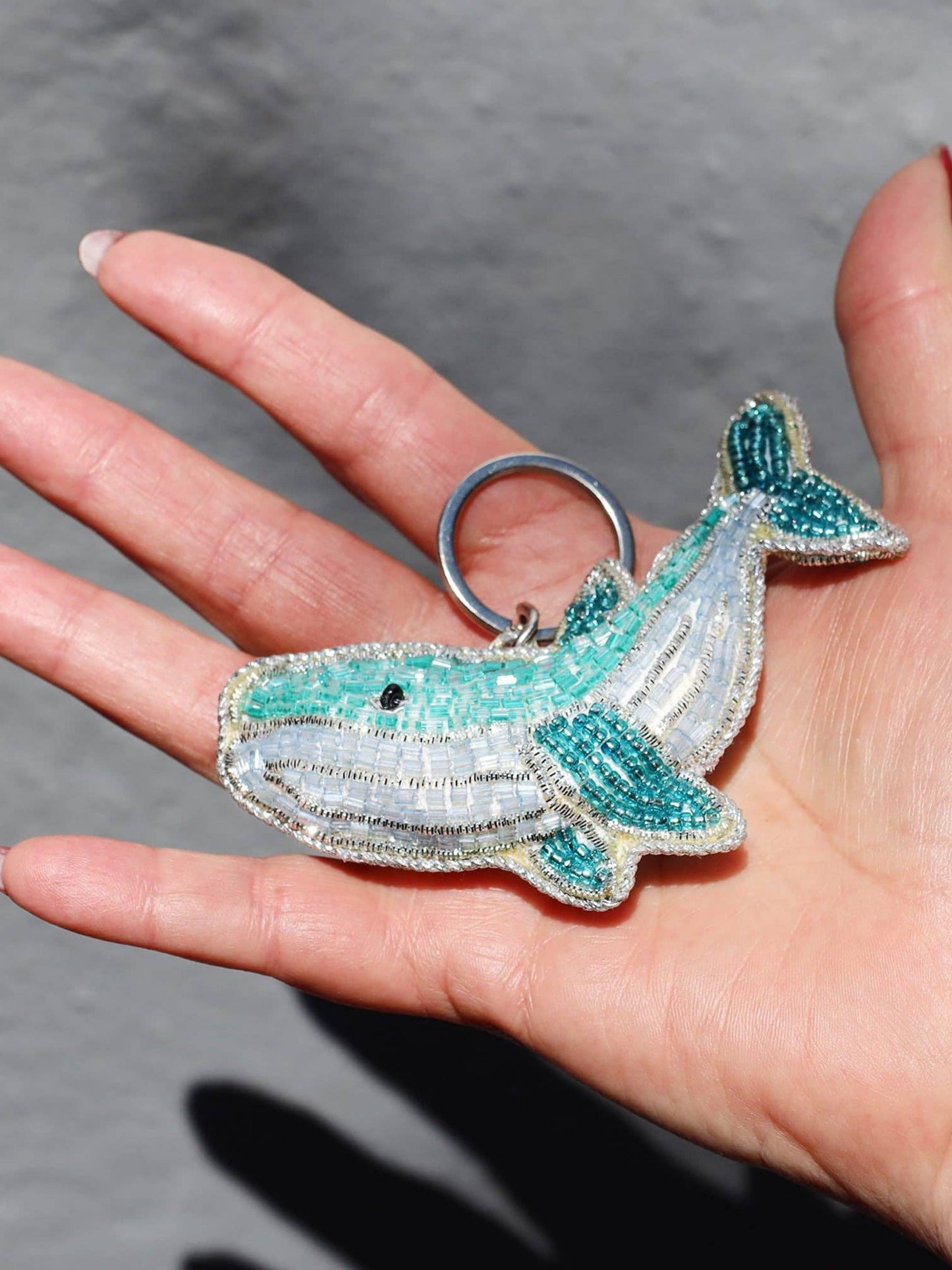 Beaded Whale Keyring