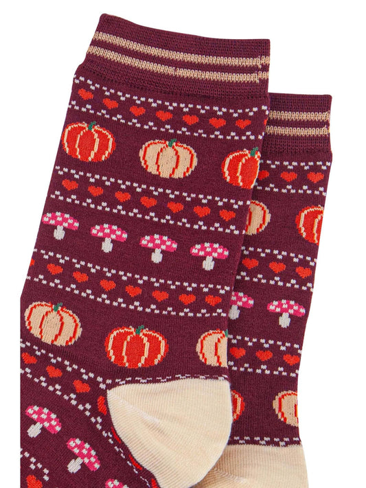Women's Pumpkin & Toadstool Bamboo Socks