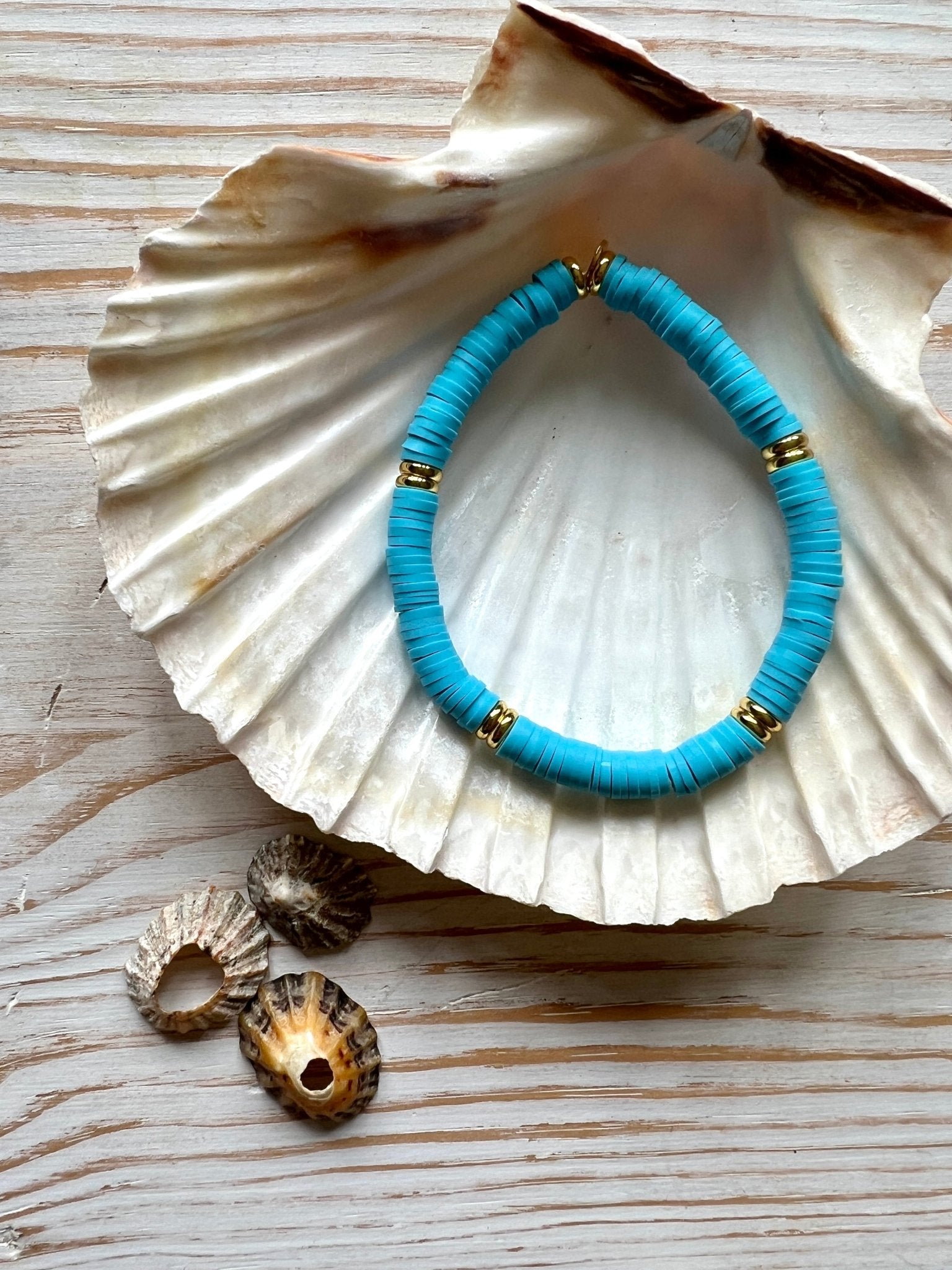 Bright Beaded Gold Discs Beach Bracelet - Readymoney Beach Shop