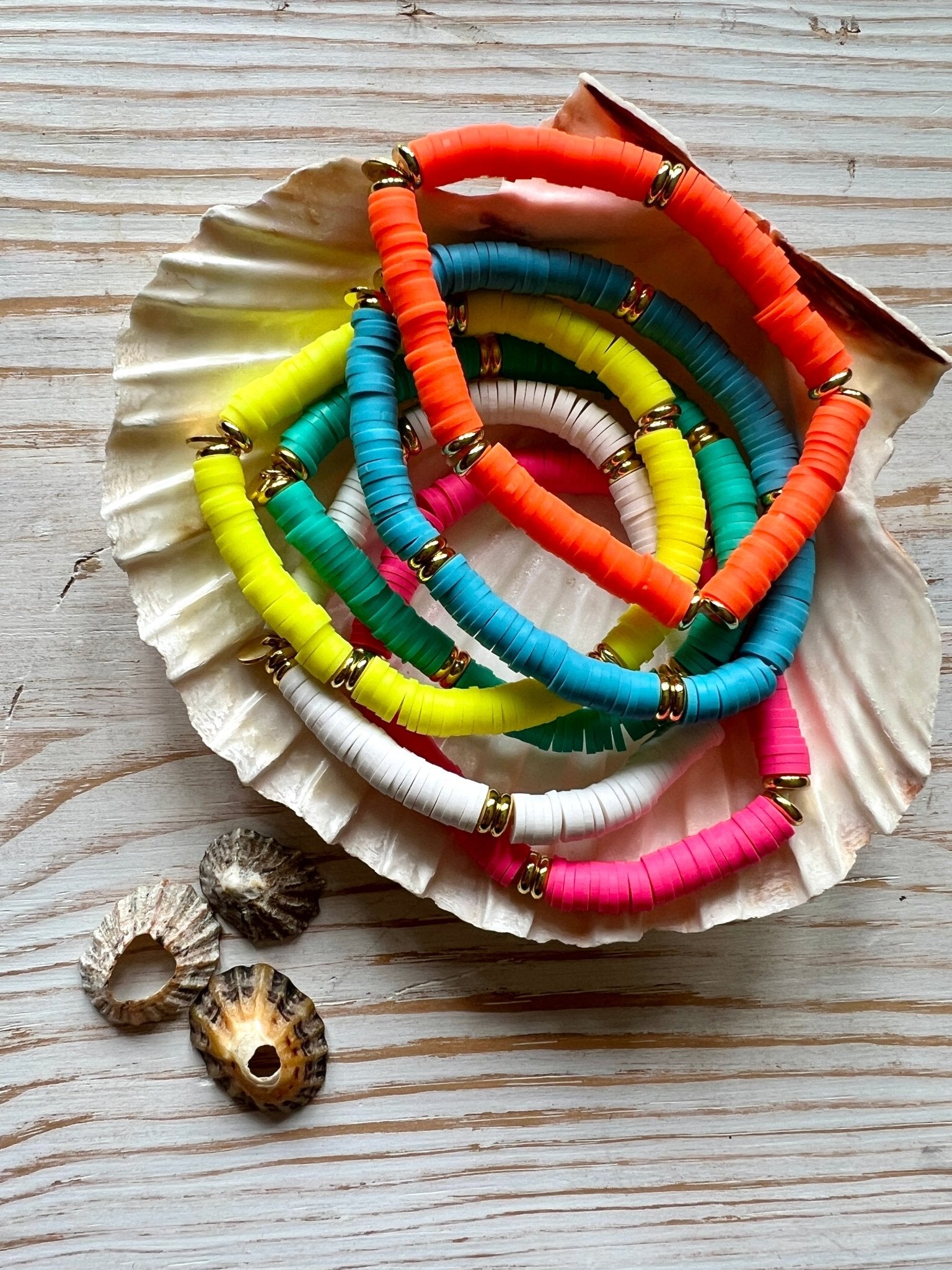 Bright Beaded Gold Discs Beach Bracelet - Readymoney Beach Shop