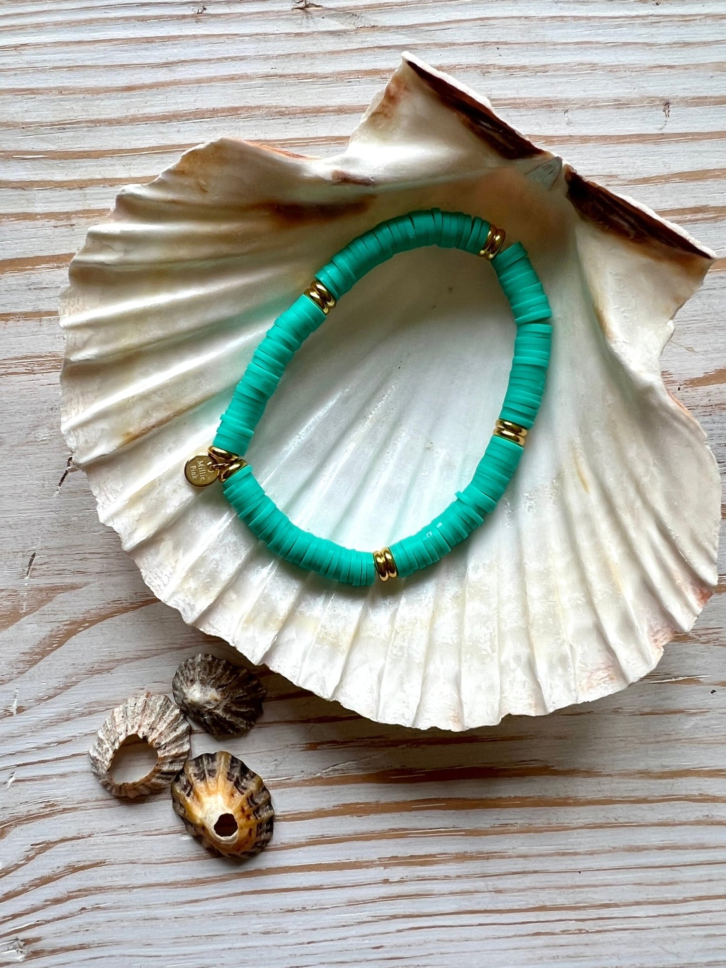 Bright Beaded Gold Discs Beach Bracelet - Readymoney Beach Shop