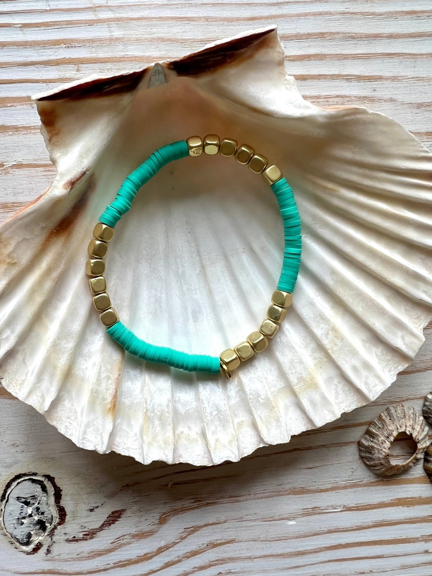 Bright Gold Cubes Beach Bracelet - Readymoney Beach Shop