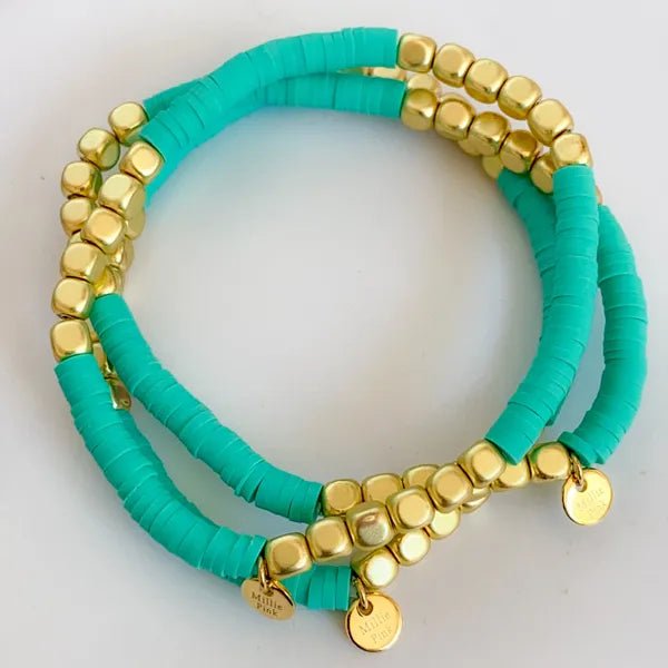 Bright Gold Cubes Beach Bracelet - Readymoney Beach Shop