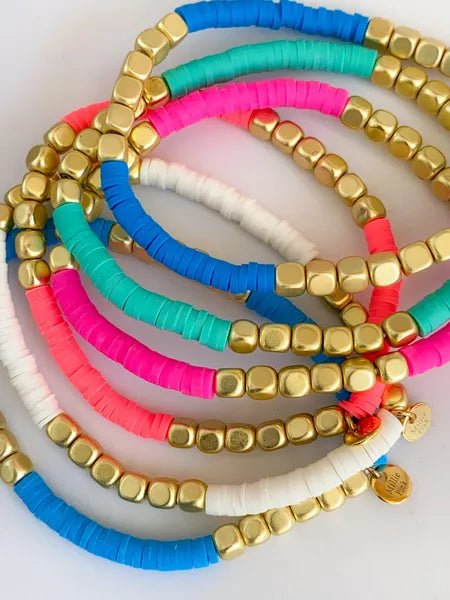 Bright Gold Cubes Beach Bracelet - Readymoney Beach Shop