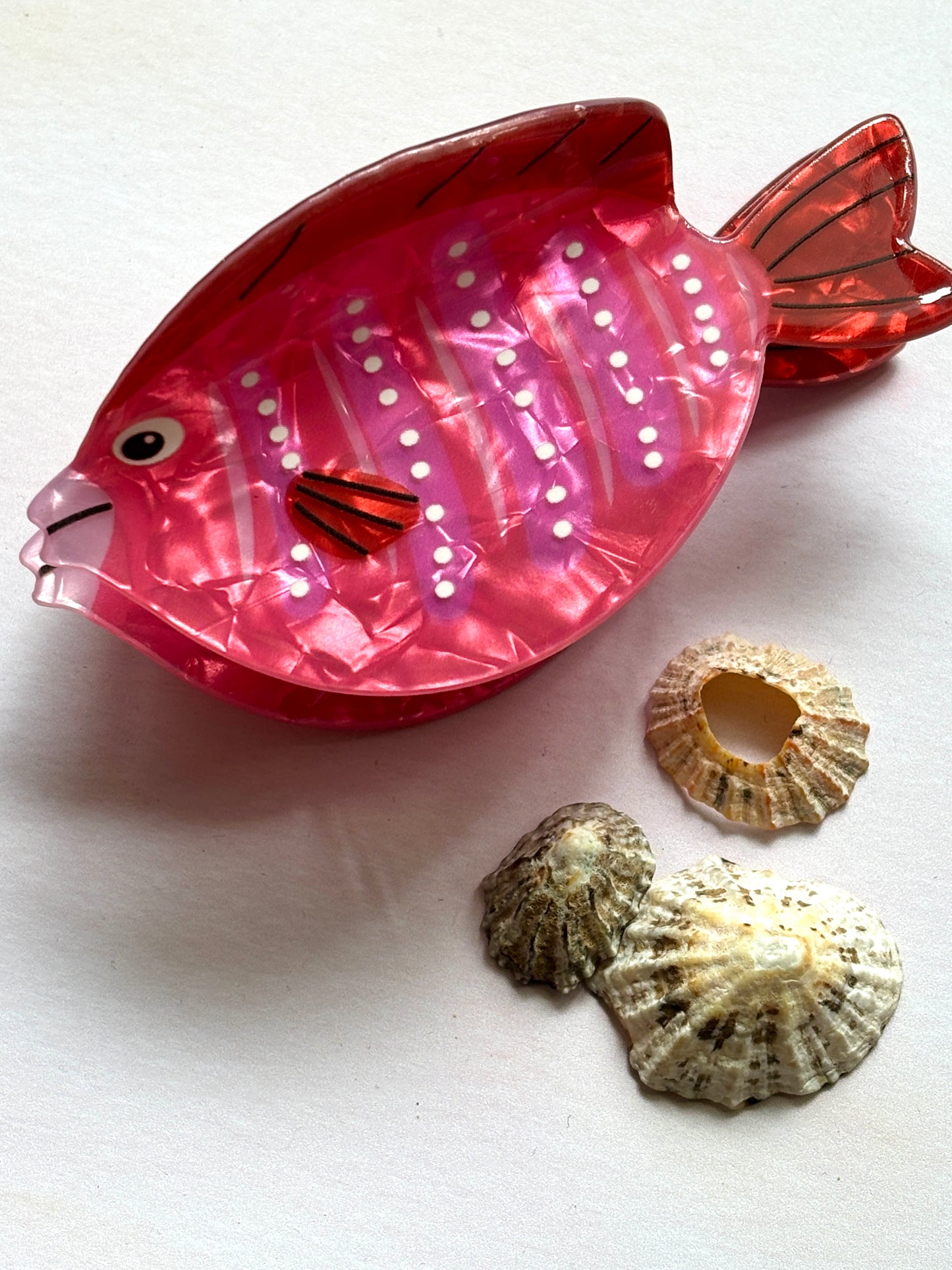 Bright Pink Stripe Fish Hair Claw