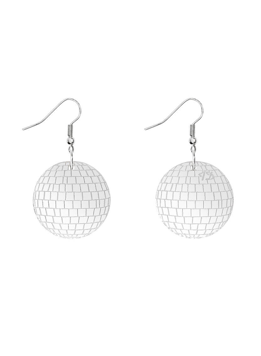 Silver Mirror Disco Ball Earrings