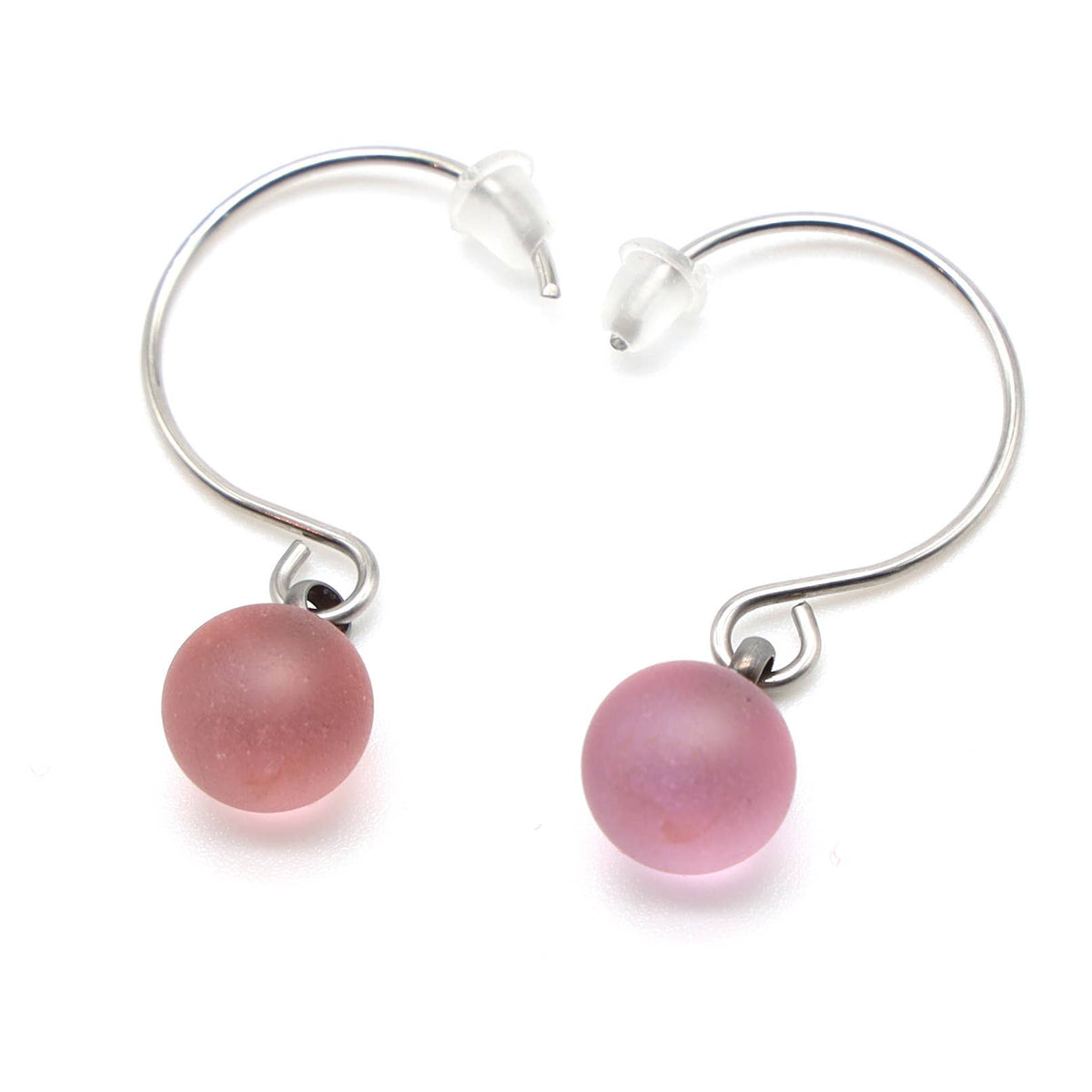 Frosted Glass Droplet Hook Earrings