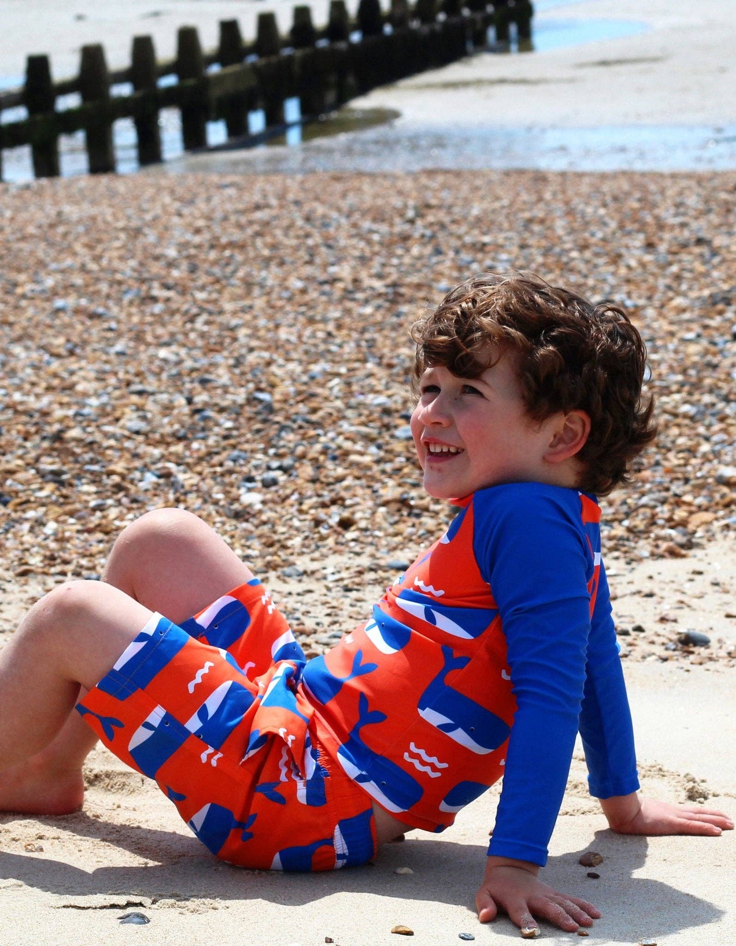 Whale Waves Print Swim Shorts
