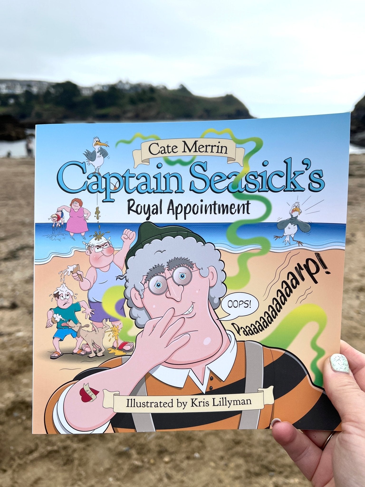 Captain Seasick's Royal Appointment children's book cover by Cate Merrin, illustrated by Kris Lillyman funny picture book, kids reading