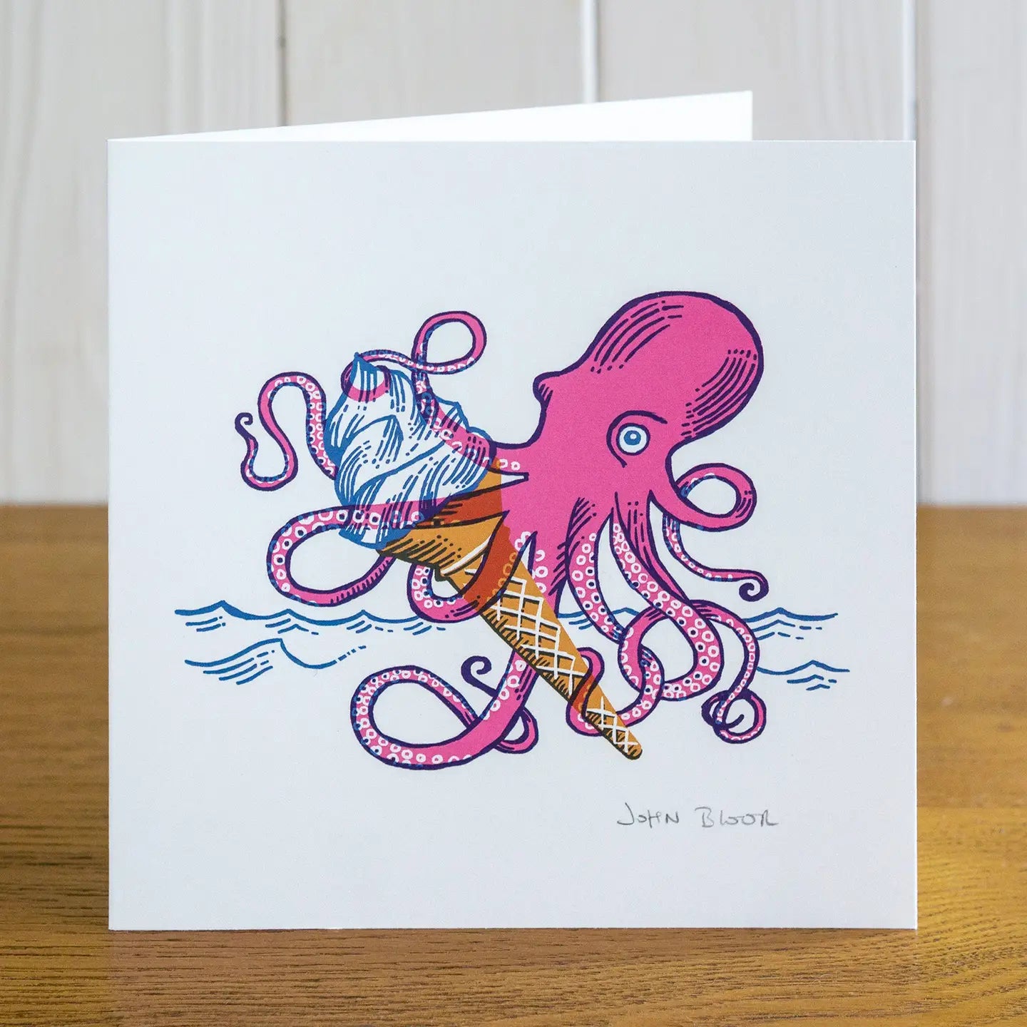 Catch of the Day Octopus Ice Cream Square Print Greetings Card