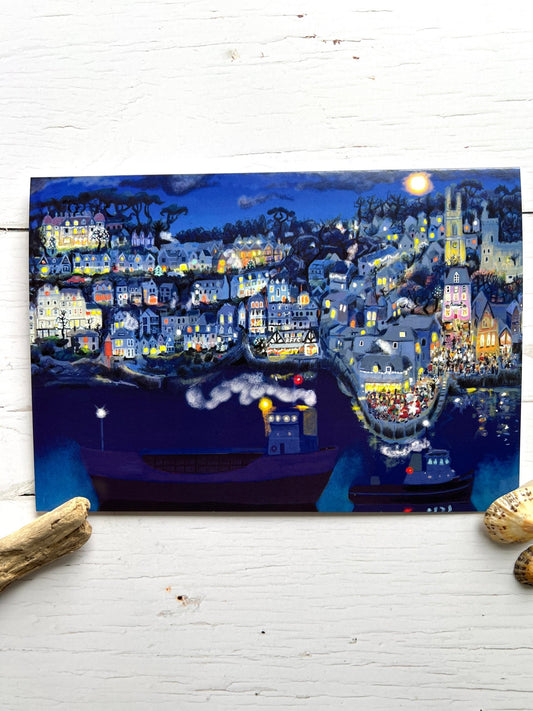 Christmas Evening in Fowey Card - Readymoney Beach Shop