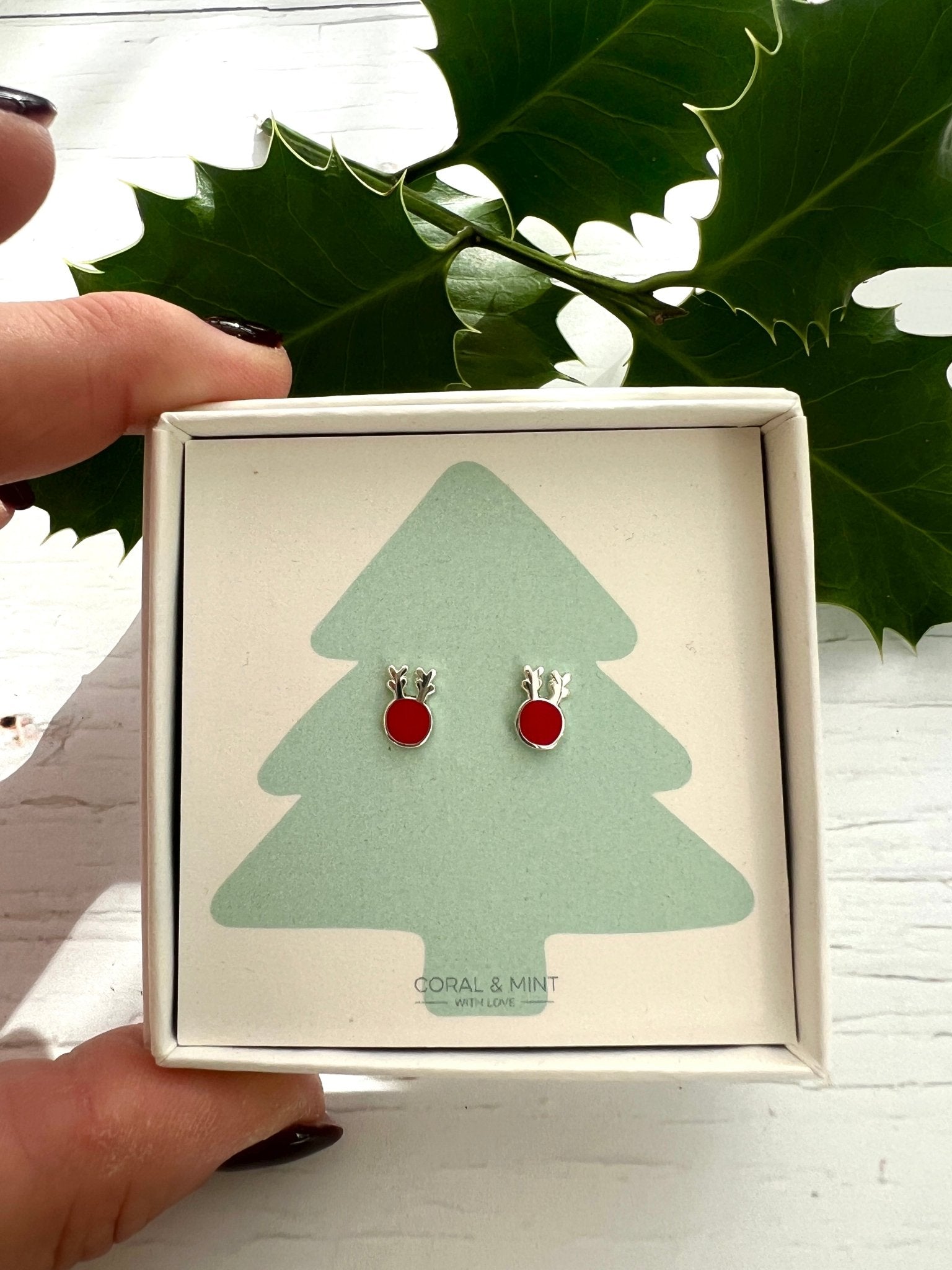 Christmas Tree and Reindeer Stud Earrings - Readymoney Beach Shop
