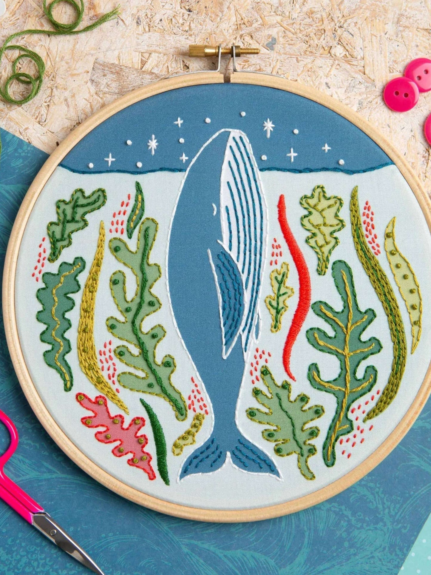 Stargazing Whale Embroidery Kit | Beginner Craft Kit