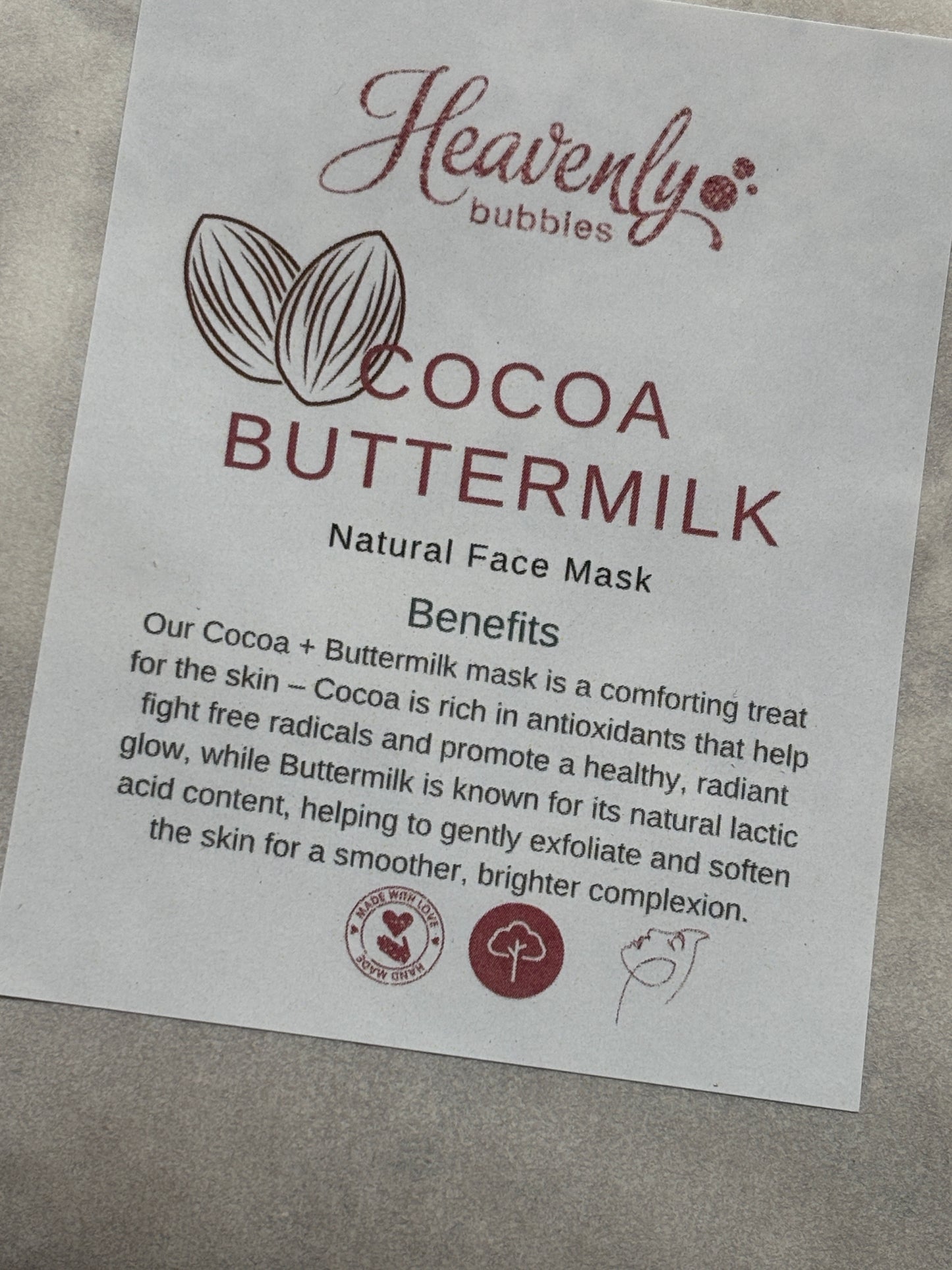 Natural Clay Face Mask: Kaolin & Green Tea or Cocoa & Buttermilk