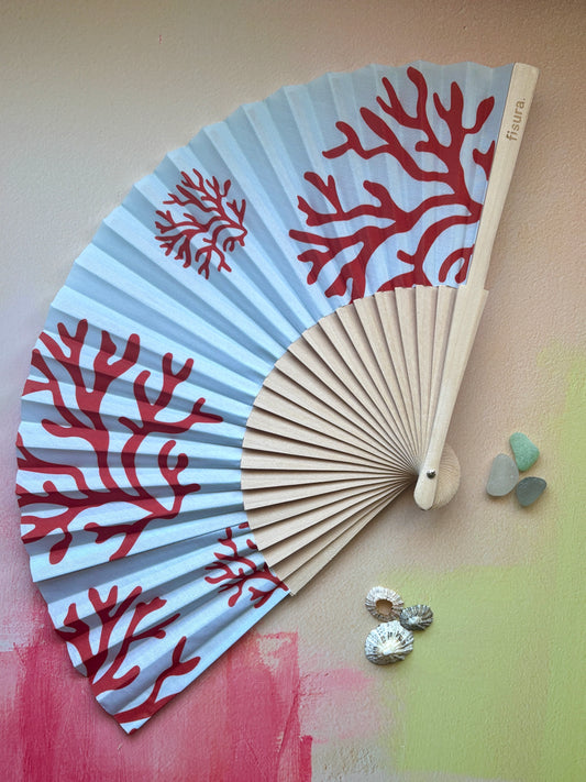 Blue Coral Folding Fan