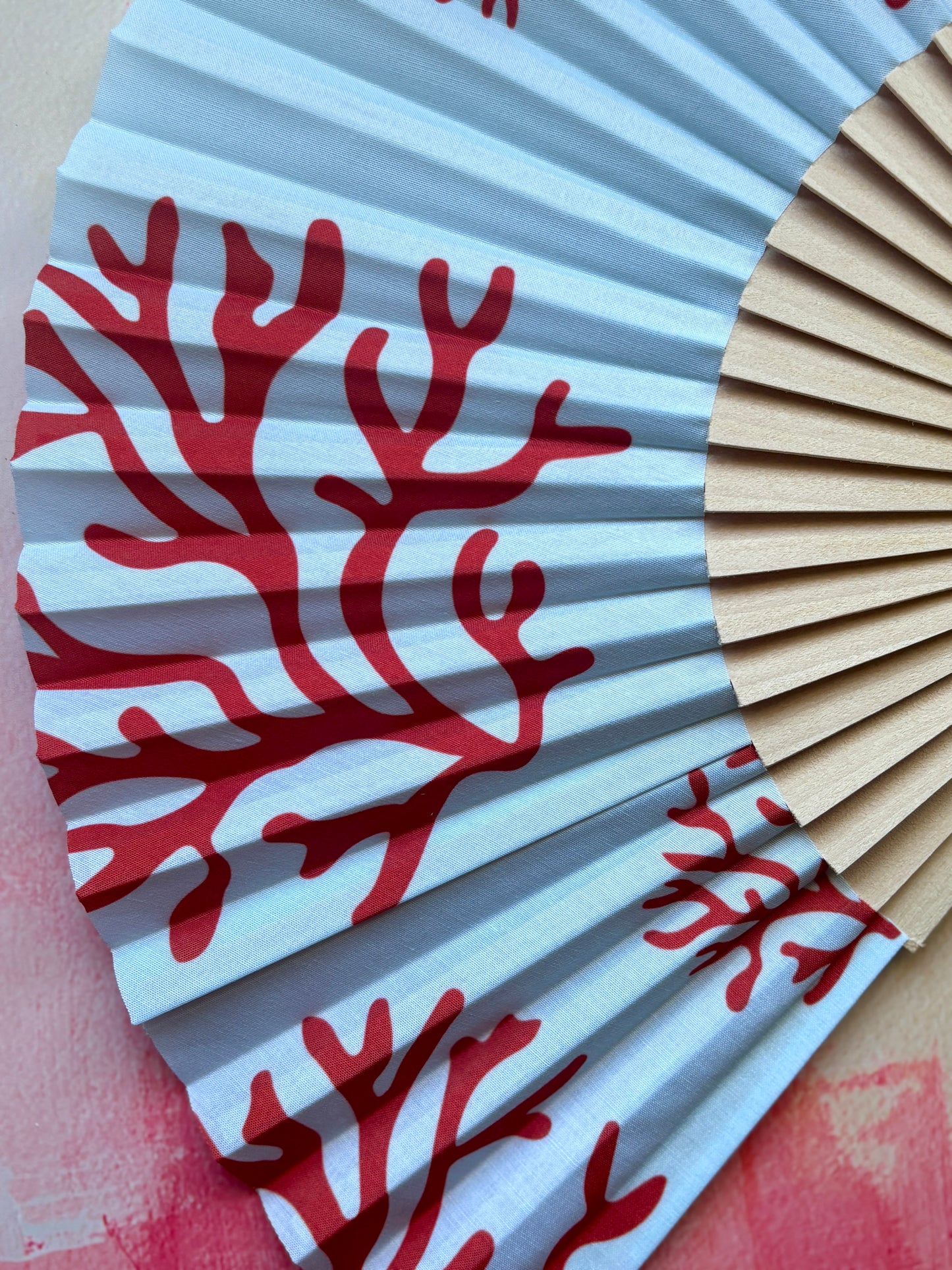 Blue Coral Folding Fan