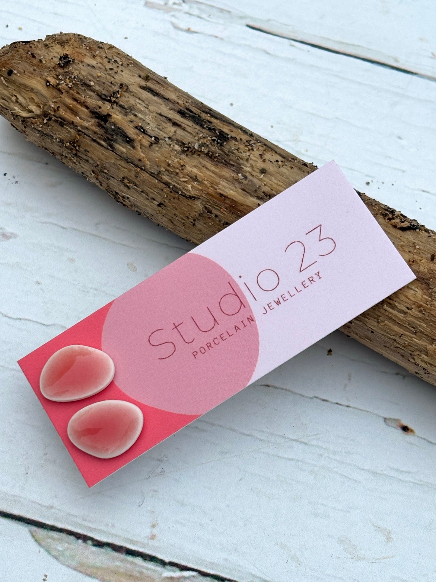 Handmade Glazed Porcelain Pebble Stud Earrings