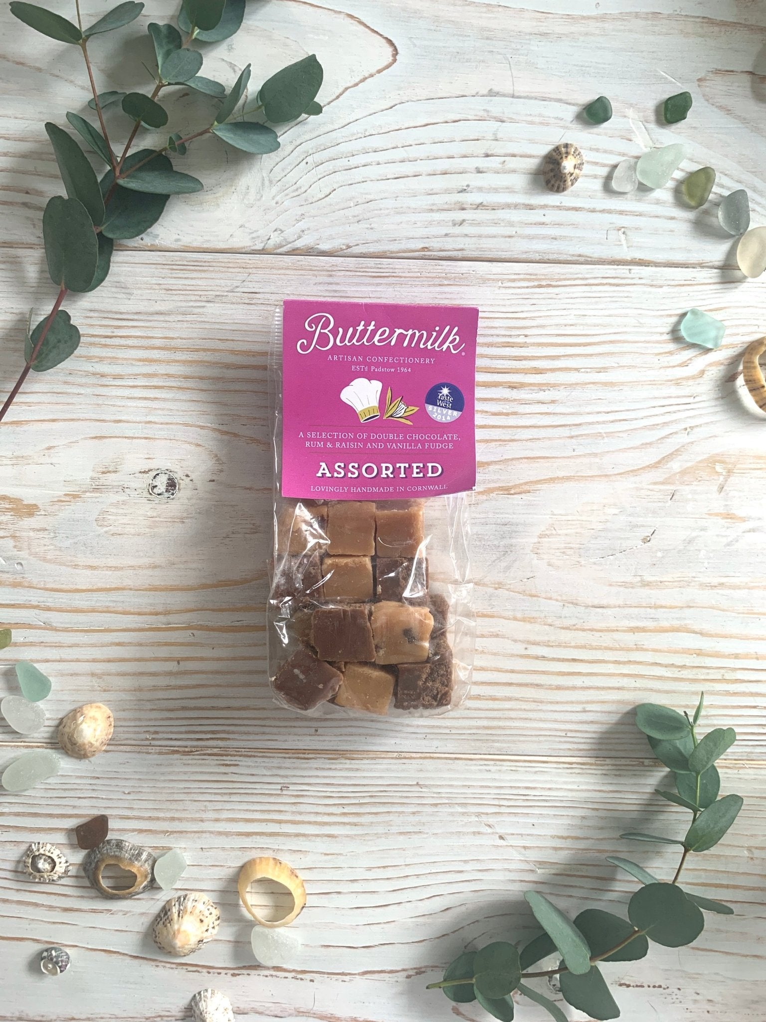 buttermilk assorted fudge bar artisan Cornish confectionery Double Chocolate, Sea Salt, Clotted Cream flavors sweet treat gift