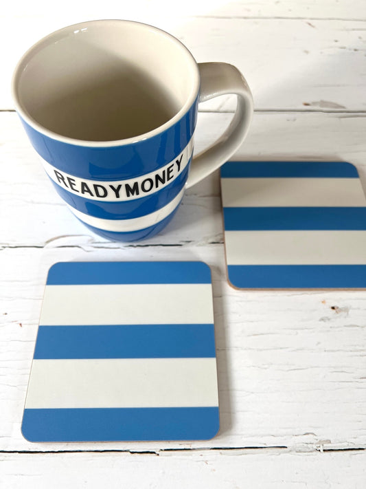 Cornish Stripes Blue & White Striped Coaster - Readymoney Beach Shop