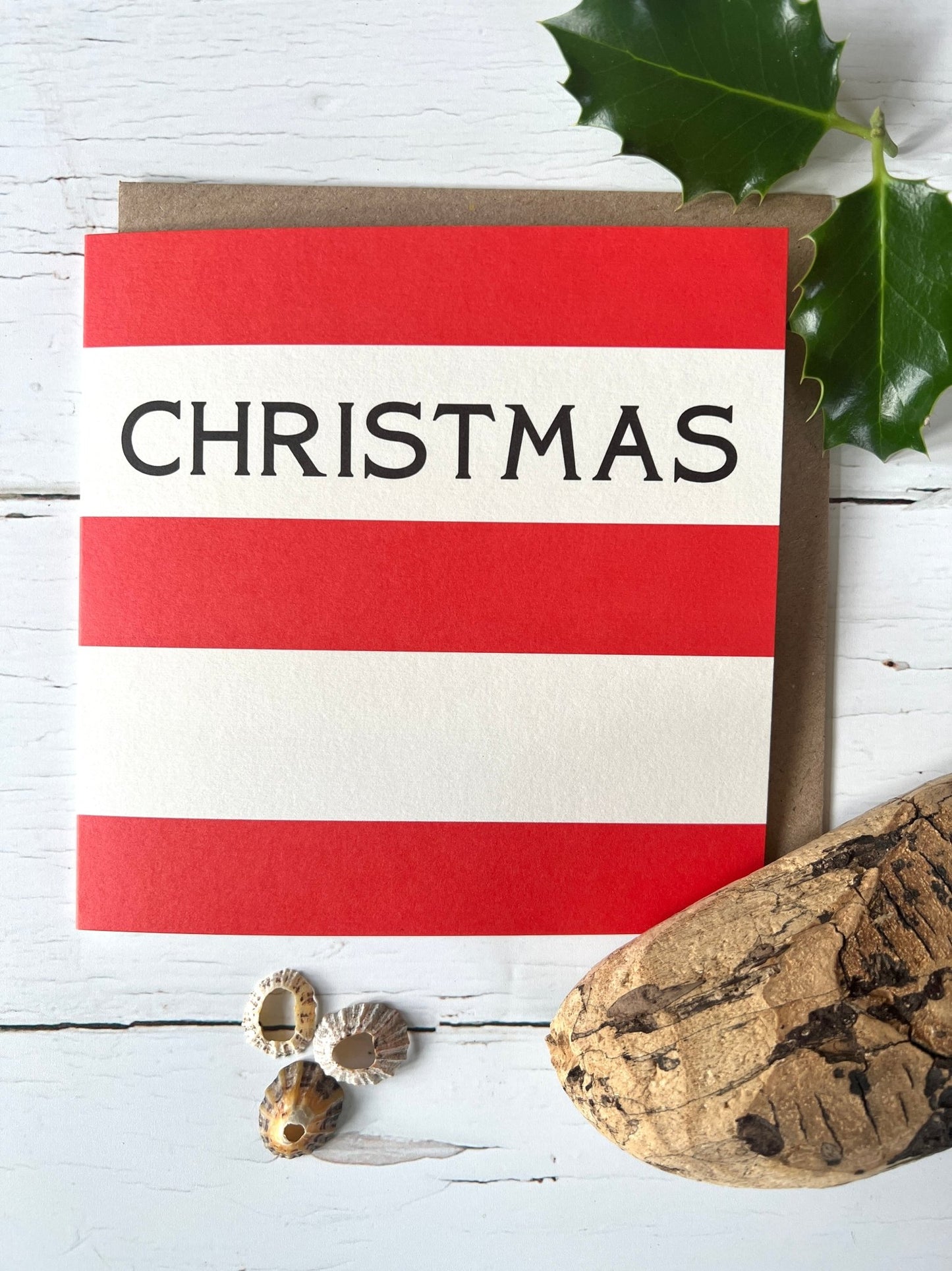 Cornish Stripes Christmas Card - Readymoney Beach Shop