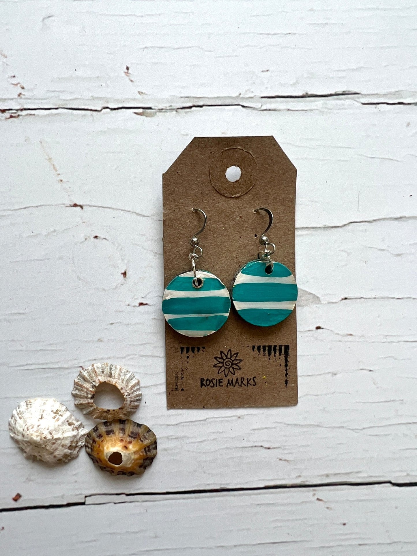 Cornish Stripes Handpainted Hook Dangly Earrings - Readymoney Beach Shop