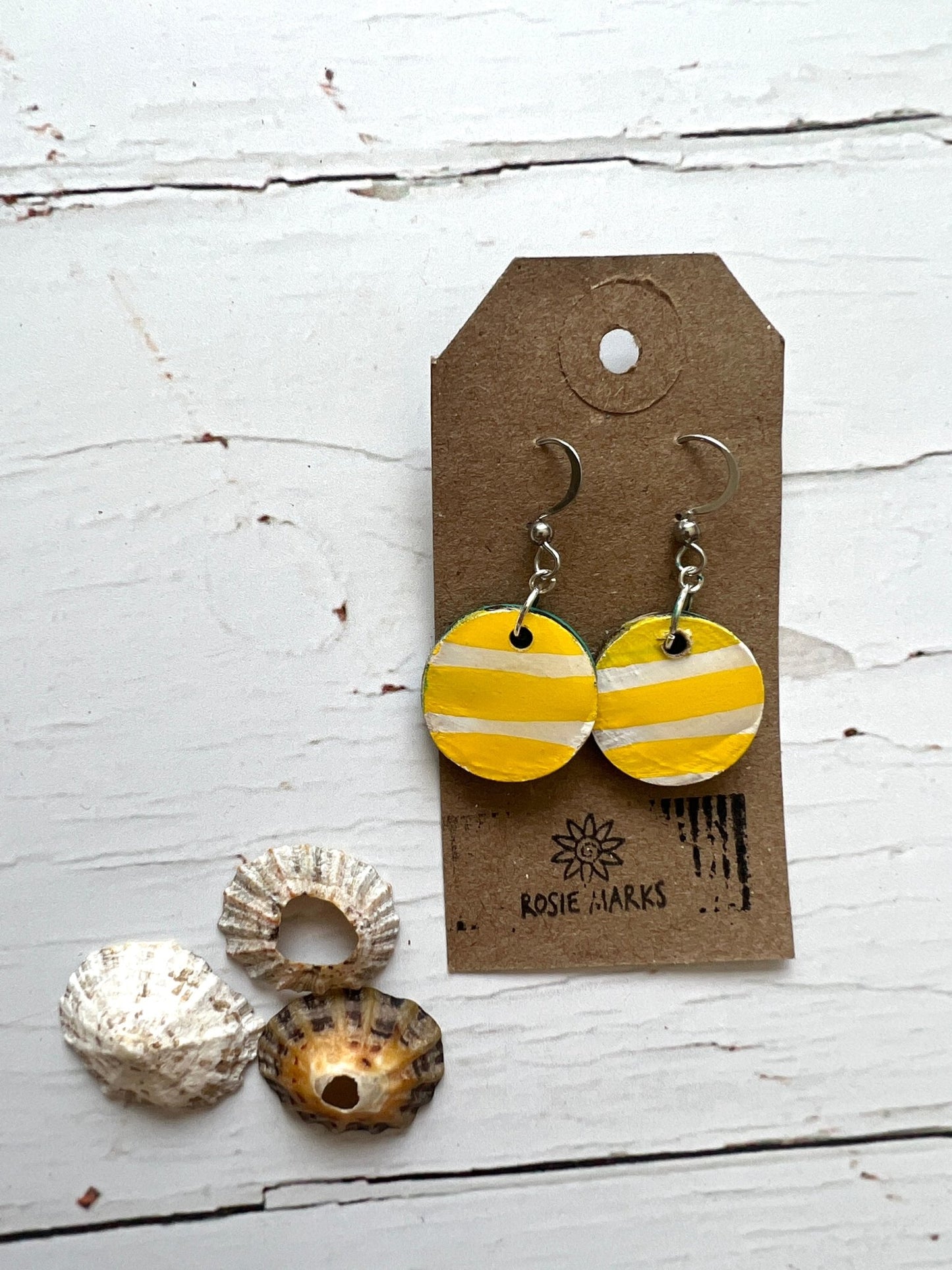 Cornish Stripes Handpainted Hook Dangly Earrings - Readymoney Beach Shop