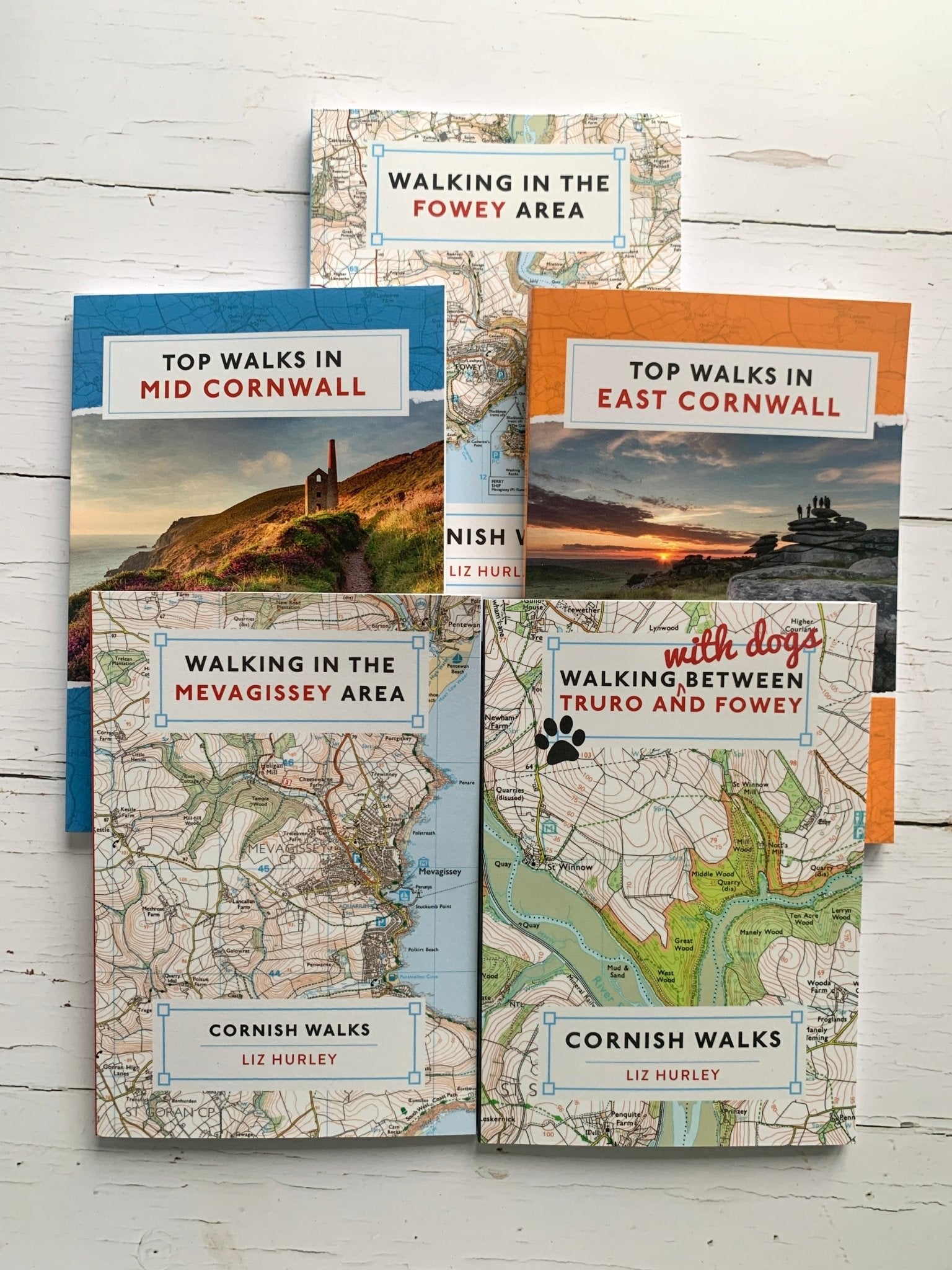 Cornish Walks guide books walking in Fowey, Mevagissey, Truro, East & Mid Cornwall dog-friendly UK travel maps