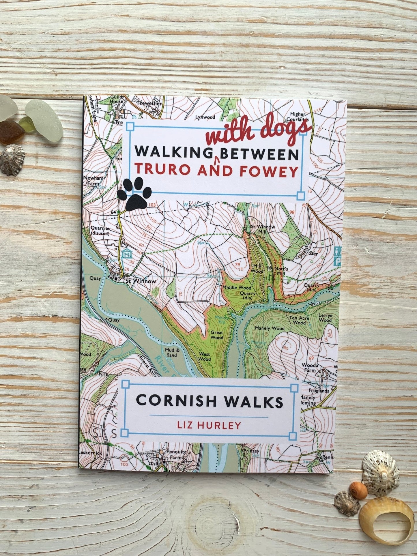 dog-friendly Cornish Walks book walking Truro and Fowey coastal and river path routes ordnance survey map style
