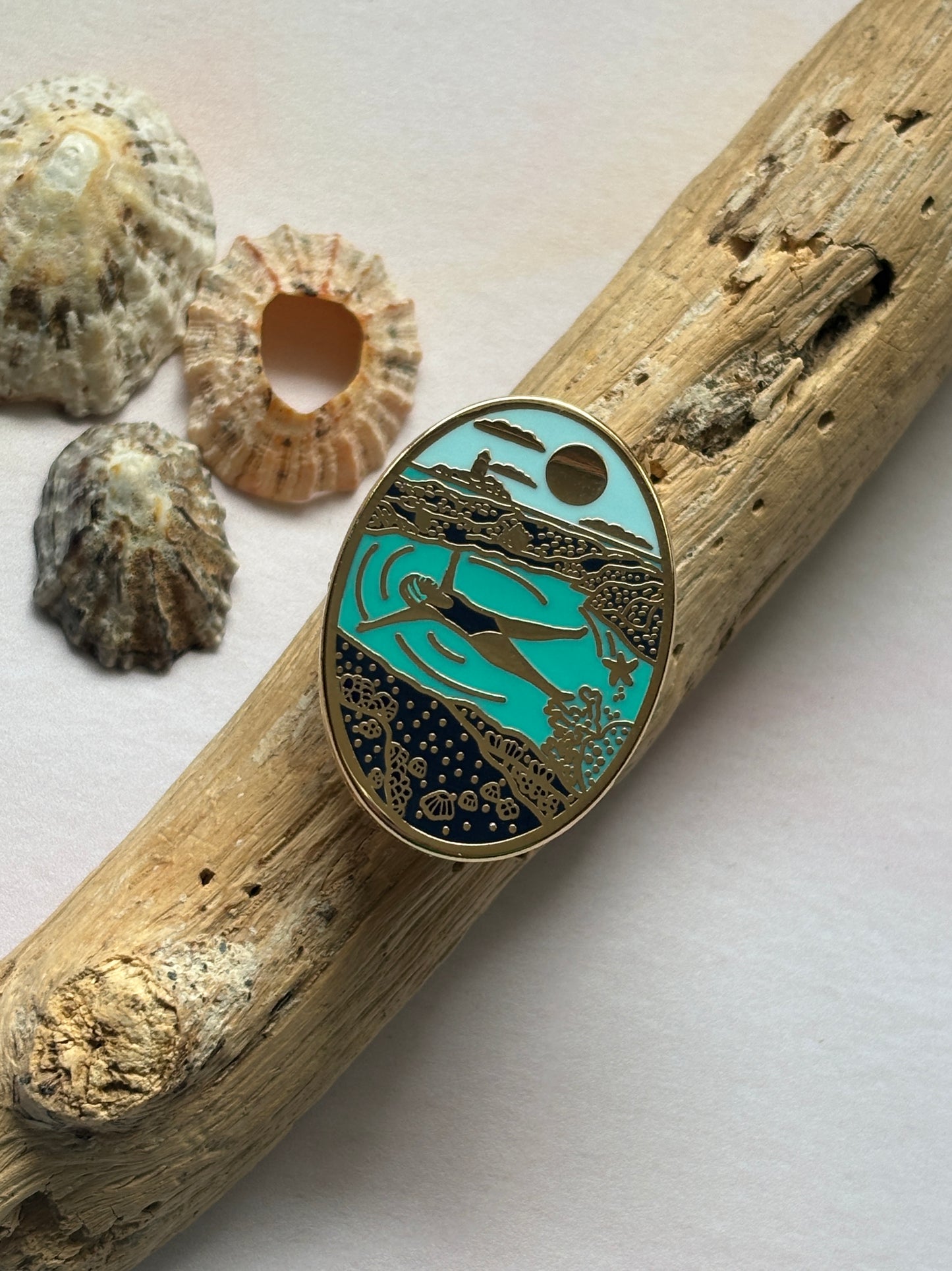 Cornish Sea Pool Wild Swim Pin Brooch Badge