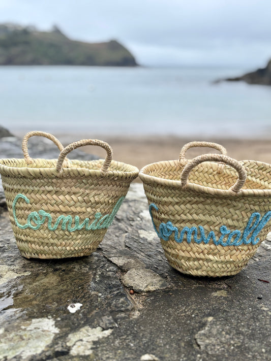 Cornwall Embroidered Mini Basket Bag