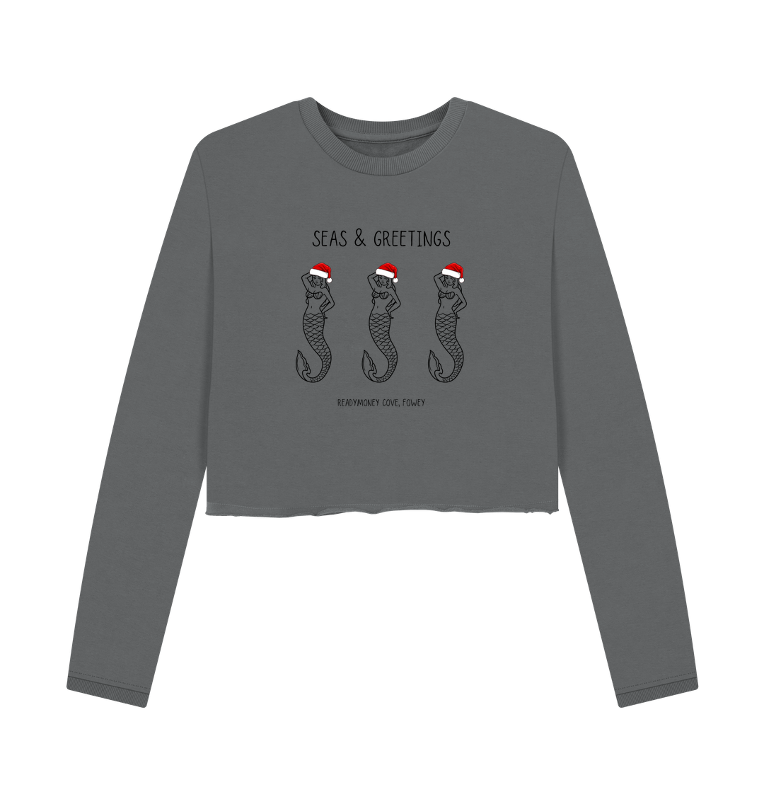 Slate Grey Womens Boxy Readymoney Festive Mermaids Christmas Sweat