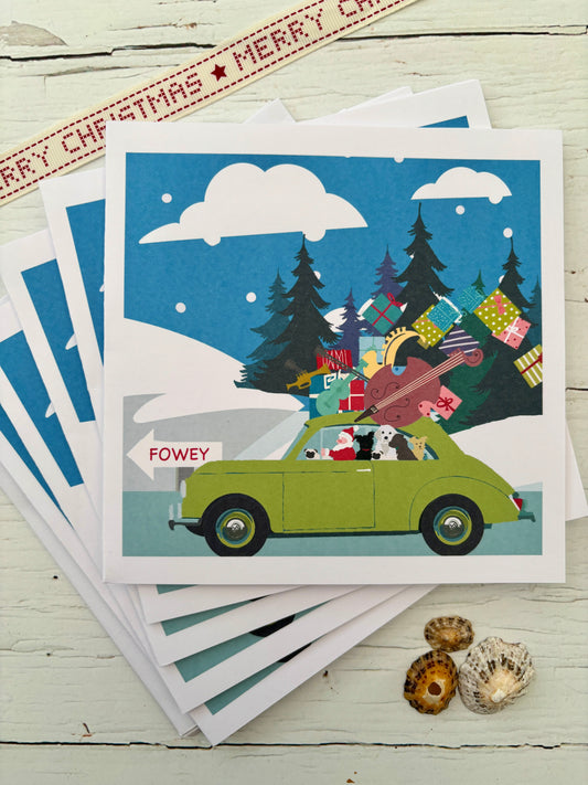 dashing to fowey for christmas pack of 5 christmas cards