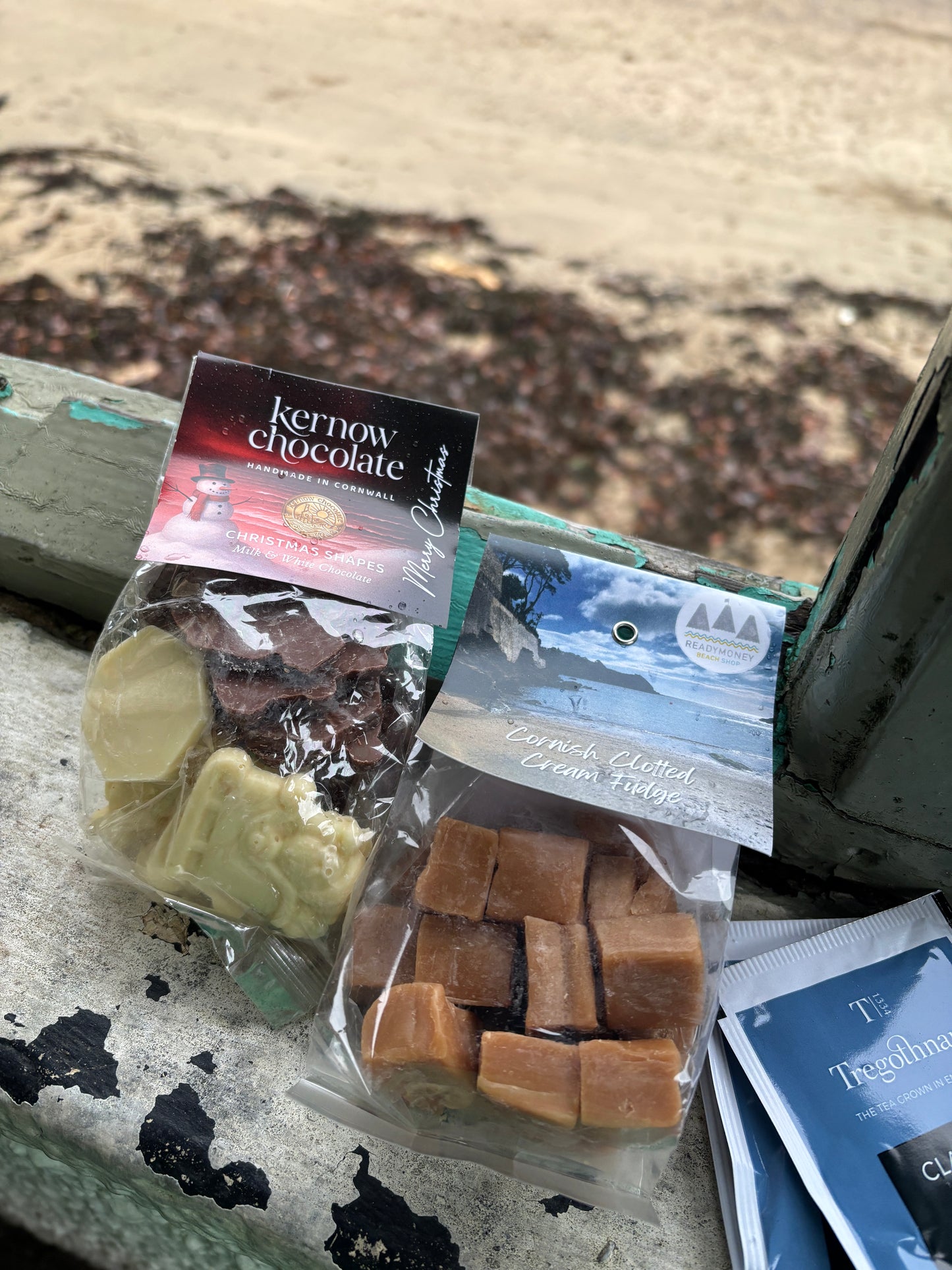 Kernow chocolate & Cornish clotted cream fudge pouches luxury holiday food for Christmas gift hampers and seaside treats