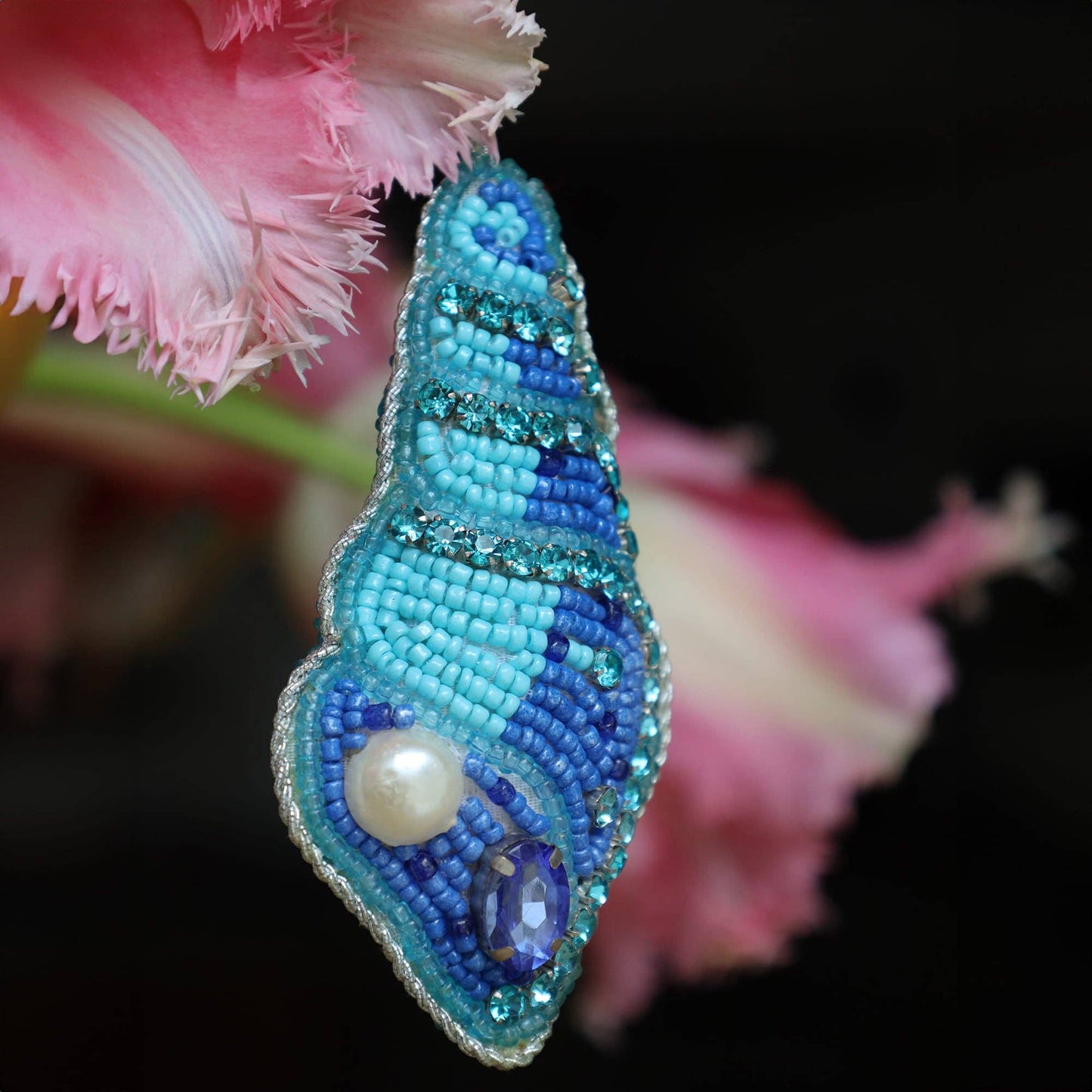 Beaded Blue Shell Hanging Decoration