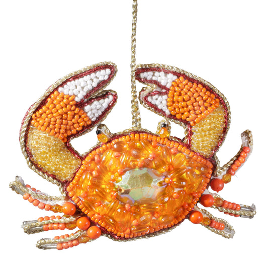 Beaded Jewelled Orange Crab Hanging Decoration